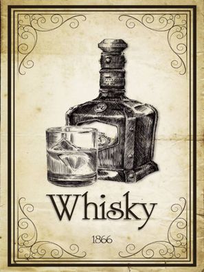 Blechschild 30x40 cm - Alkohol 1866 Whisky Retro