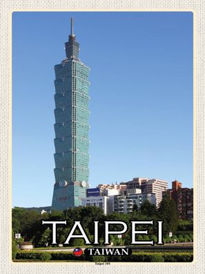 Holzschild 30x40 cm - Taipei Taiwan Taipei 101 Wolkenkratzer
