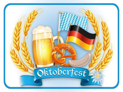 Holzschild 30x40 cm - Oktoberfest Bier Brezel Wurst