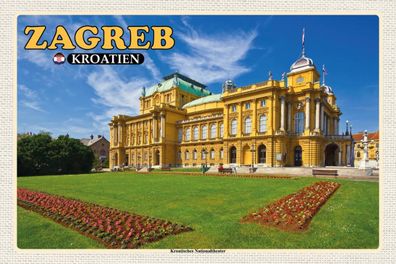 Blechschild 18x12 cm - Zagreb Kroatien Nationaltheater