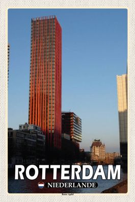 Blechschild 18x12 cm - Rotterdam Niederlande Roter Apfel