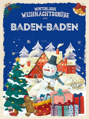 Holzschild 30x40 cm - Weihnachtsgrüße aus BADEN-BADEN