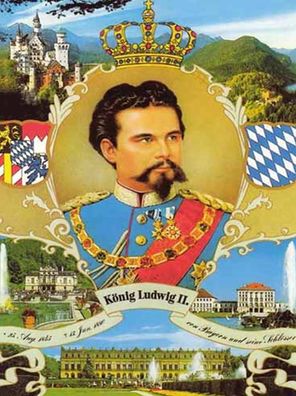Holzschild 30x40 cm - Portrait Ludwig II König Bayern King