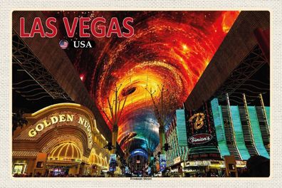 Holzschild 18x12 cm - Las Vegas USA Fremont Street Casinos