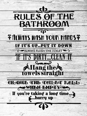 Blechschild 30x40 cm - rules of the bathroom wash hands