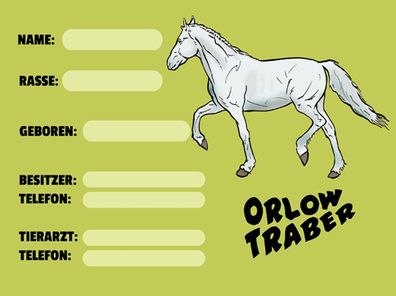 Blechschild 30x40 cm - Pferd Orlow Traber Name Besitzer Rasse