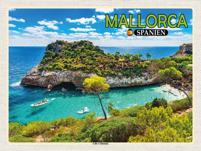 Blechschild 30x40 cm - Mallorca Spanien Cala s'Almunia Bucht