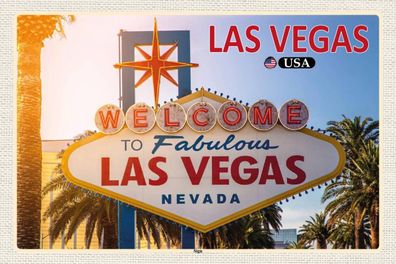 Holzschild 18x12 cm - Las Vegas USA Sign Willkommensschild