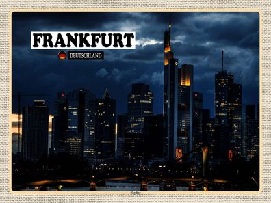 Holzschild 30x40 cm - Frankfurt Skyline Wolkenkratzer