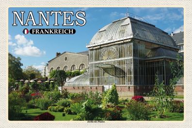 Holzschild 18x12 cm - Nantes Frankreich Jardin des Plantes