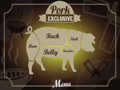 Blechschild 30x40 cm - Fleisch Schnitte Pork exklusive Menü