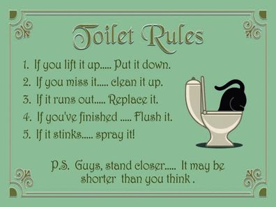 Holzschild 30x40 cm - Toilet Rules if you lift it up