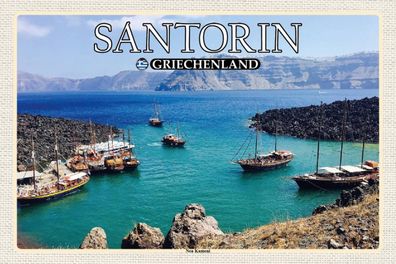 Holzschild 18x12 cm - Santorin Griechenland Kameni Vulkaninsel