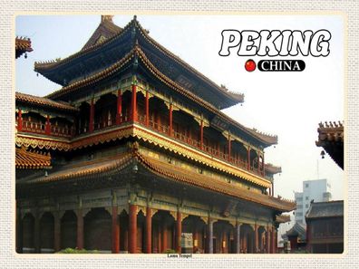 Holzschild 30x40 cm - Peking China Lama Tempel
