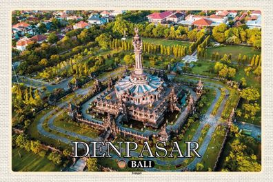 Blechschild 18x12 cm - Denpasar Bali Tempel