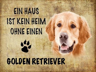 Holzschild 30x40 cm - Golden Retriever Hund