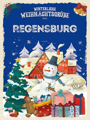 Blechschild 30x40 cm - Weihnachtsgrüße Regensburg