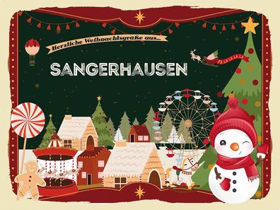 Holzschild 30x40 cm - Weihnachten Grüße Sangerhausen
