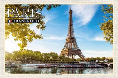 Holzschild 18x12 cm - Paris Frankreich Eiffelturm