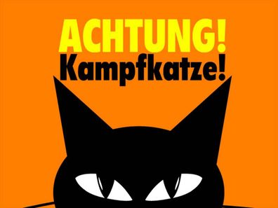 Holzschild 30x40 cm - Achtung Kampfkatze Katze