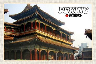Holzschild 18x12 cm - Peking China Lama Tempel
