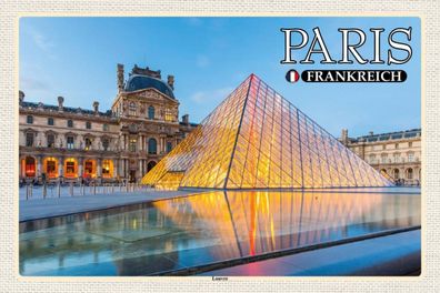 Holzschild 18x12 cm - Paris Frankreich Louvre Museum