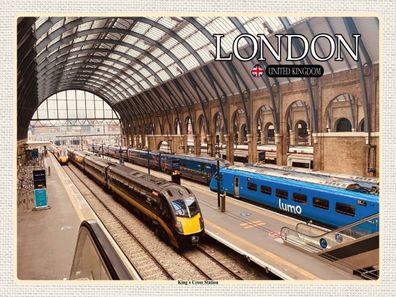 Holzschild 30x40 cm - London Uk King`S Cross Station