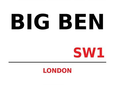 Blechschild 30x40 cm - London Street Big Ben SW1