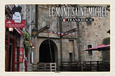 Holzschild 18x12 cm - Le Mont-Saint-Michel Frankreich Königstor