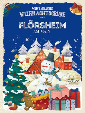 Holzschild 30x40 cm - Weihnachtsgrüße Flörsheim AM MAIN