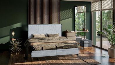 Bett Modern Doppelbett Designer Schlafzimmer Polster Stoff Möbel Betten