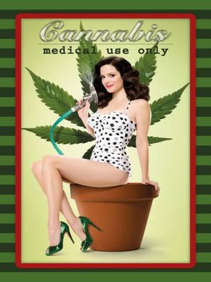 Holzschild 30x40 cm - Pinup Cannabis medical use only