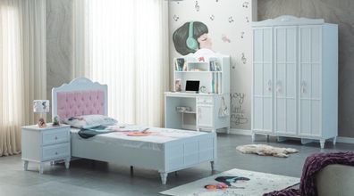 Komplette Kindermöbel Kinderbett Bett Holz Set 4tlg Kinderzimmer Weiß