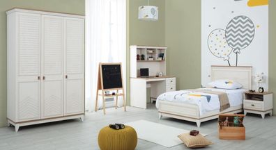 Kinderbett Schlafzimmer Sets Jugenbett Weiß Holz Garnitur 4tlg Bett