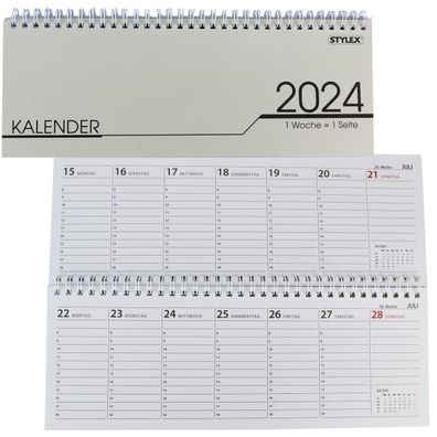 Querkalender 2024 1 Woche = 1 Seite Tischkalender Bürokalender Terminkalender
