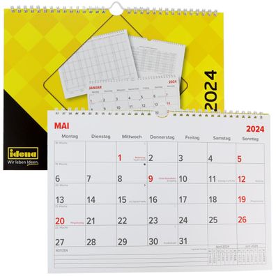 Idena Monatskalender 2024 Wandkalender für Wand & Tisch Wochenterminplaner