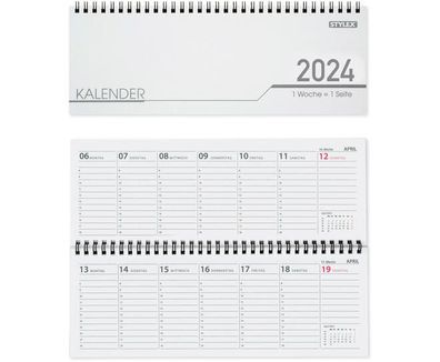 Stylex 43756 Schreibtischquerkalender 2024 - 32 Blatt - 1 Woche Seite - Ferien / ...
