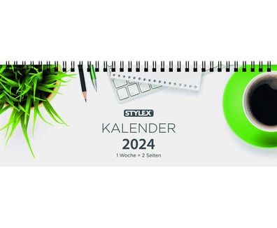 Stylex 43757 Schreibtischquerkalender 2024 - 56 Blatt - 1 Woche 2 Seiten - Ferien ...