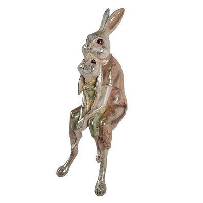 Clayre & Eef Figur Kaninchen 65 cm Weiß Rosa Polyresin (Gr. 31x24x65 cm)