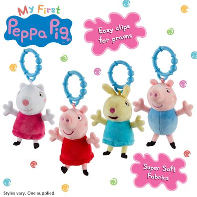 Boti 37908 My First Peppa Pig Charakter Clip-Ons weiches Plüschtier sortiert