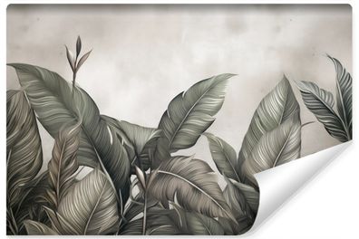 Muralo Vlies Selbstklebende Fototapete tropische Blätter Pflanzen Beton Natur