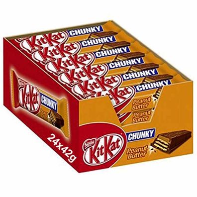 NESTLÉ KitKat Chunky Peanut Butter Knusperwaffel 24er Pack