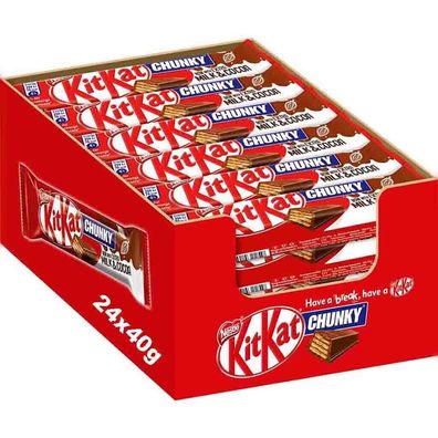 Nestle KitKat Chunky Classic Schoko-Riegel mit Kunsper-Waffel 24x 40g