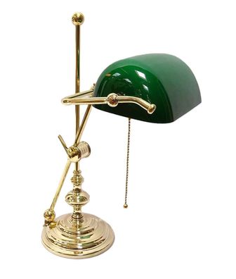 Bankerlampe, schwere Art Deco Schreibtischlampe, Tisch Lampe aus Messing