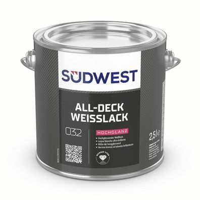 Südwest All-Deck Weißlack Hochglanz 2,5 Liter 9100 Weiß
