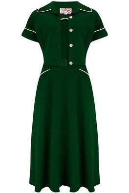 40er Jahre retro Trägerkleid Vintage Kleid kurzarm Bolero 2-teilig grün