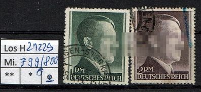 Los H21229: Deutsches Reich Mi. 799/800 B, gest.