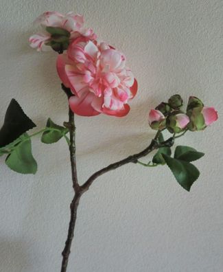 Kamelienzweig künstlich Farbe Weiß-Rosé, 43 cm hoch, Seidenblumen