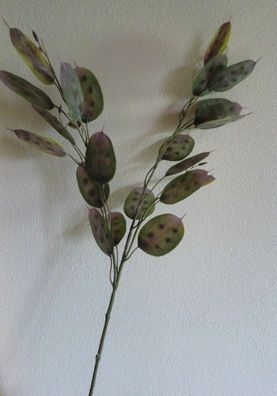 Silberblatt-Zweig 73 cm, Farbe Grün-Lila, Silberdollar-Zweig, künstliche Blumen