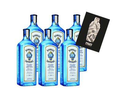Bombay Sapphire 6er Set Distilled London Dry Gin 6x 1L (40% vol) Vapour infused